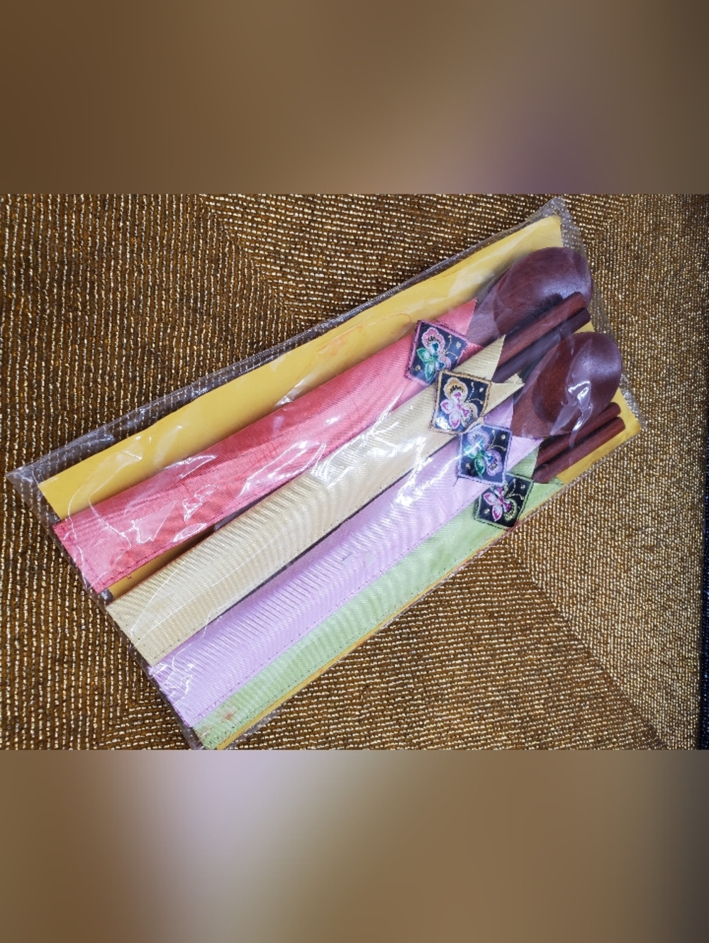 Korean Wood Spoon & Chopstick Set New in Pack 4 Pc (VS)